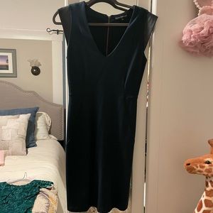 Dark green body on dress with faux leather cap sleeve details